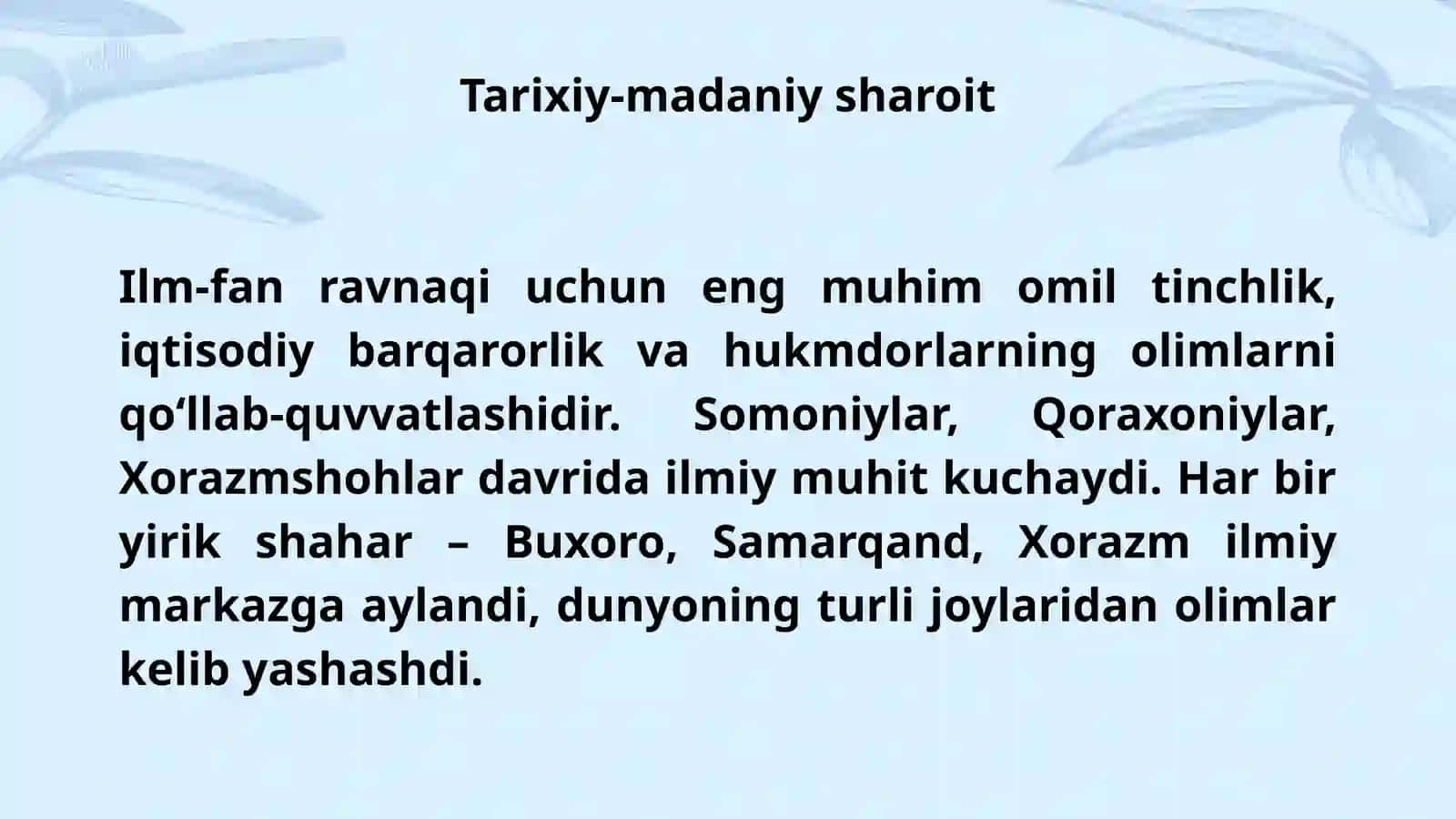 IX–XII asrlarda madaniy uyg‘onish (Renessans) 3