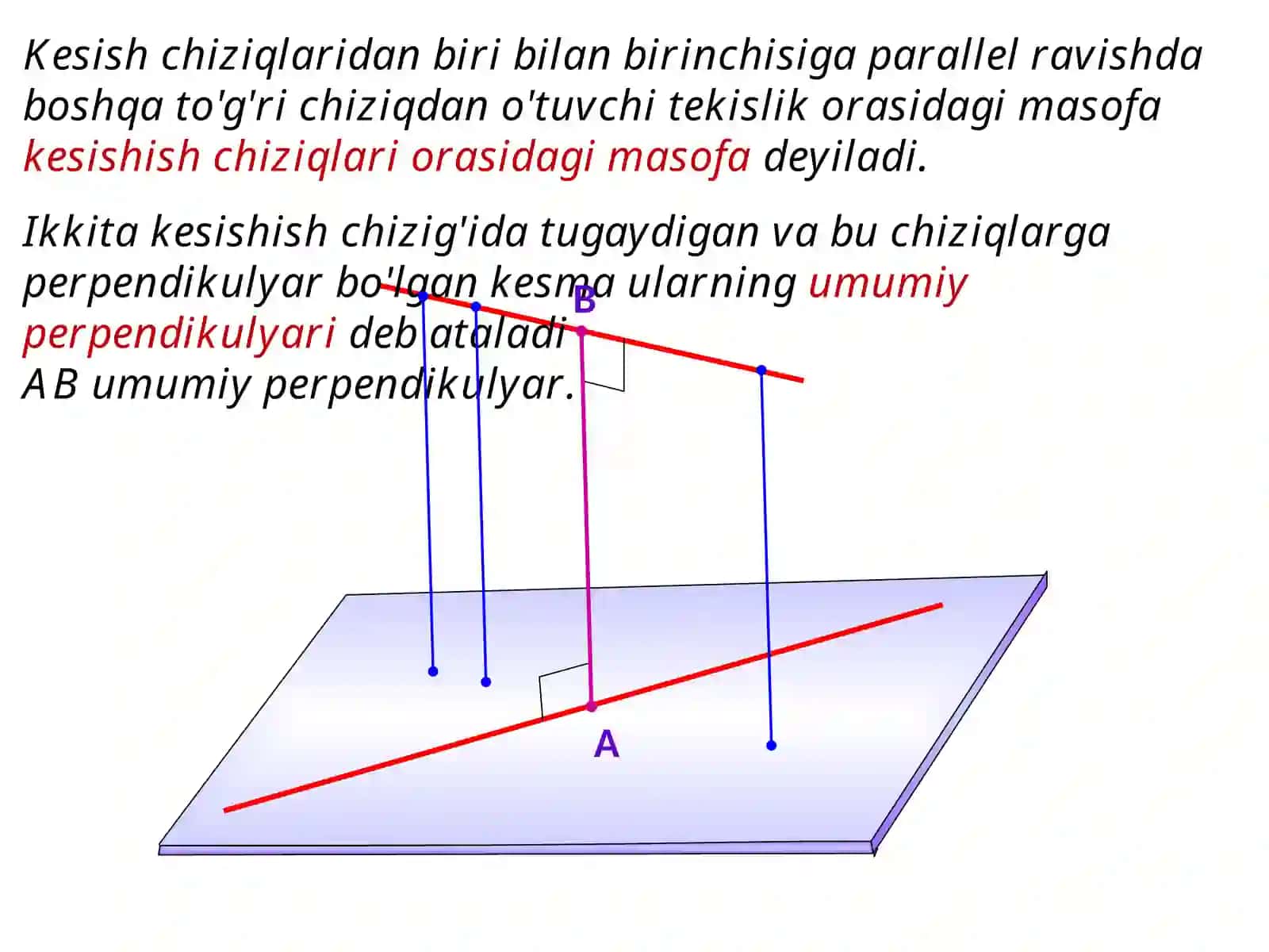 Uch perpendikulyar haqida teorema 3