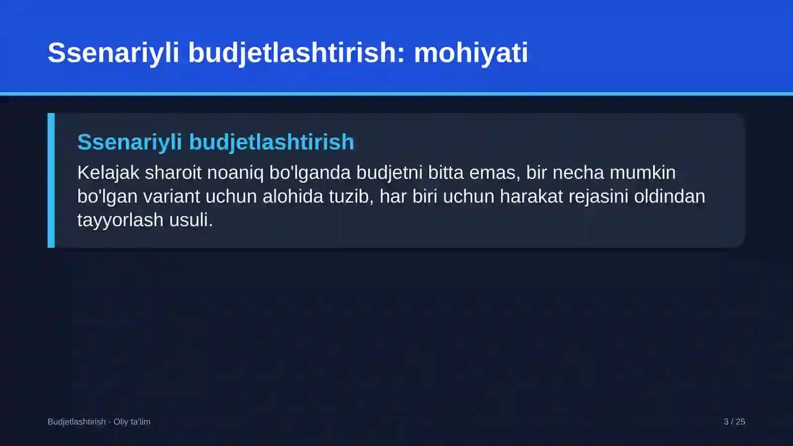 Davlat arxivlarida stsenariyli budjetlashtirish 3