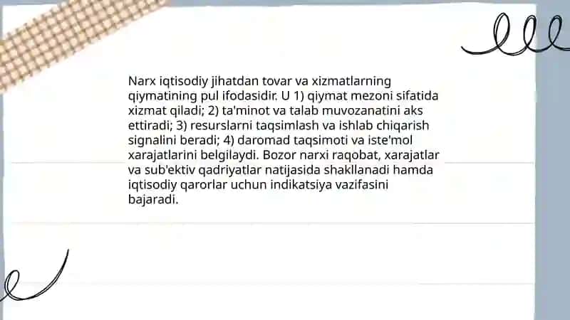 Narxning mohiyati va shakillanishi 3