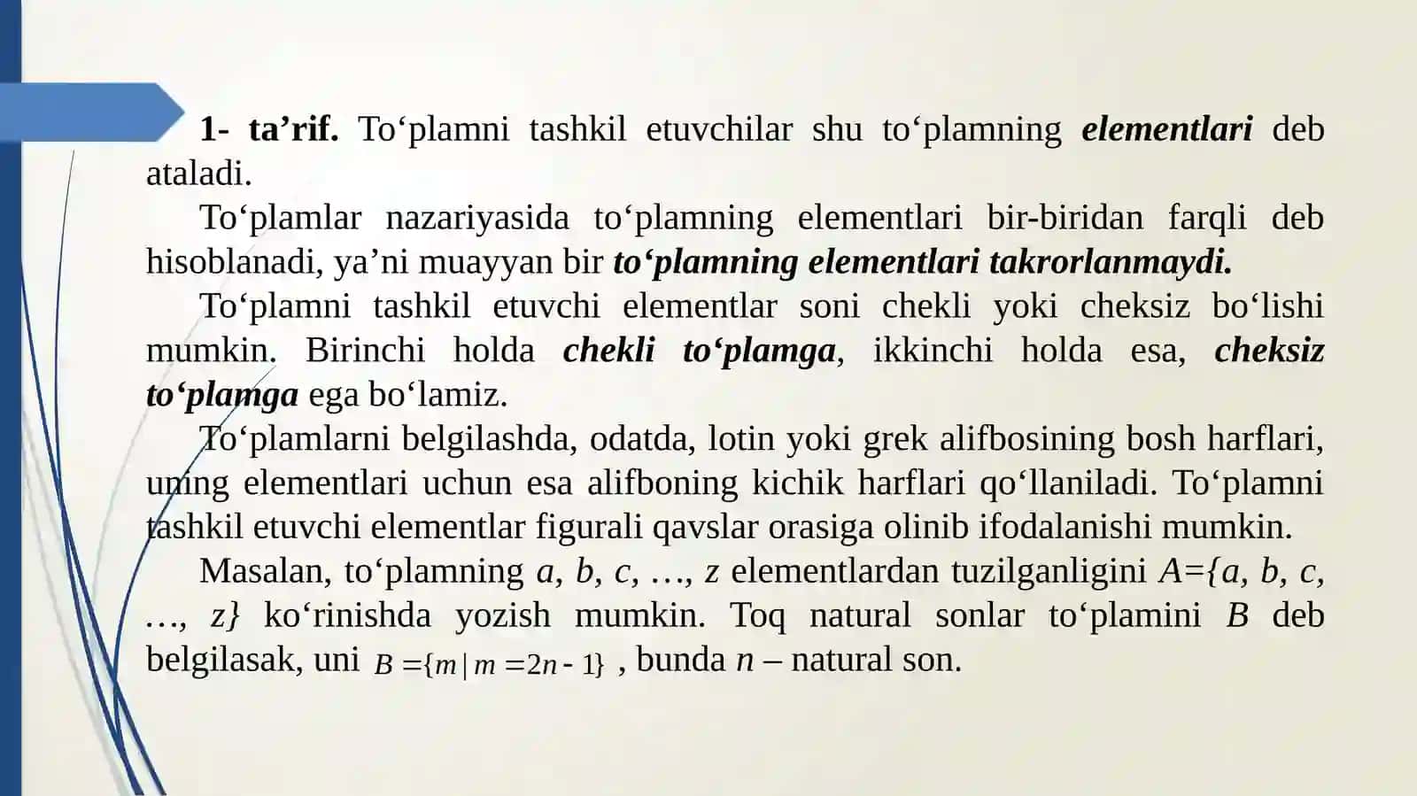 To'plamlar va ular ustida amallar 3