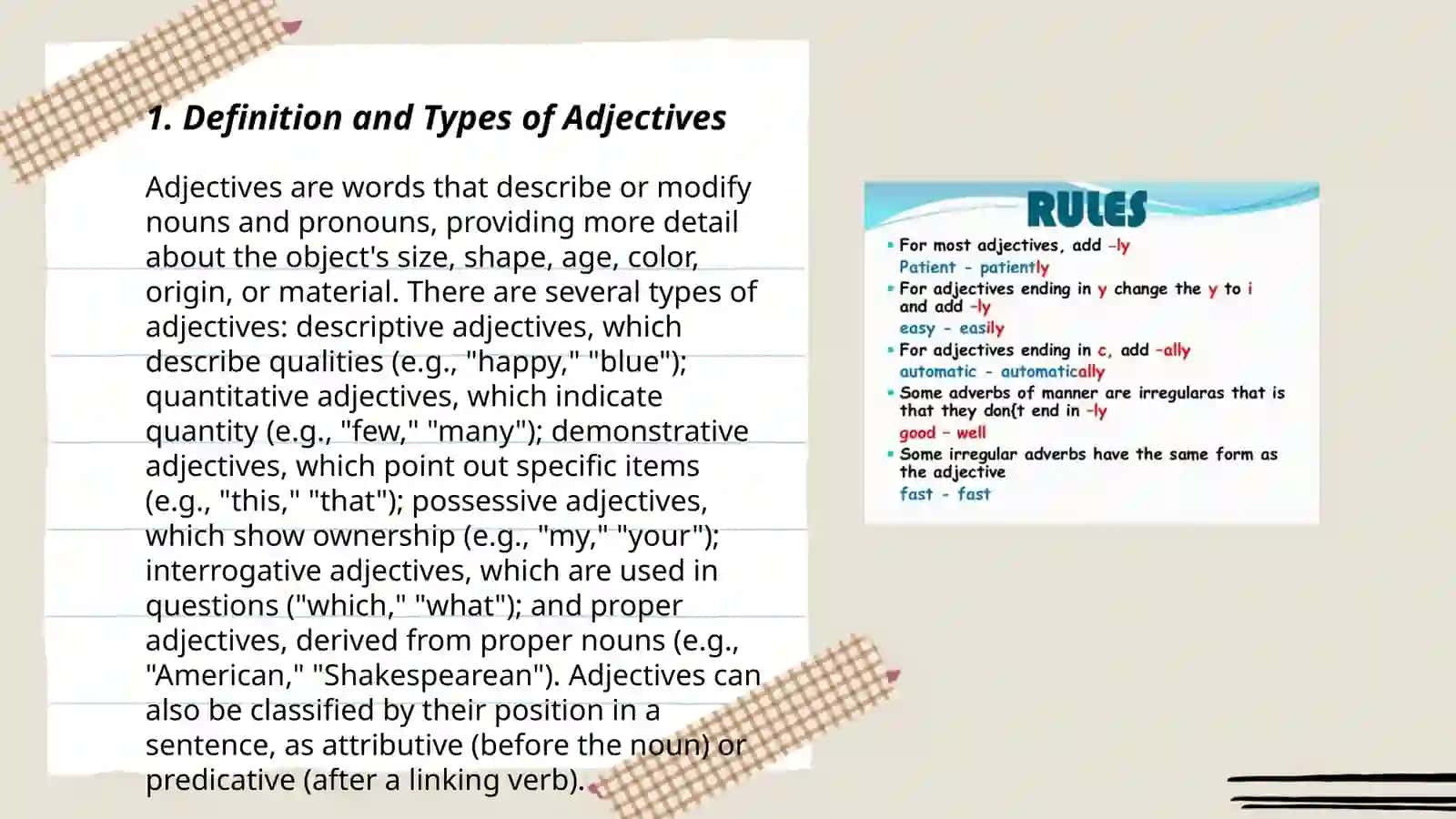 Adjectives and adverbs 3