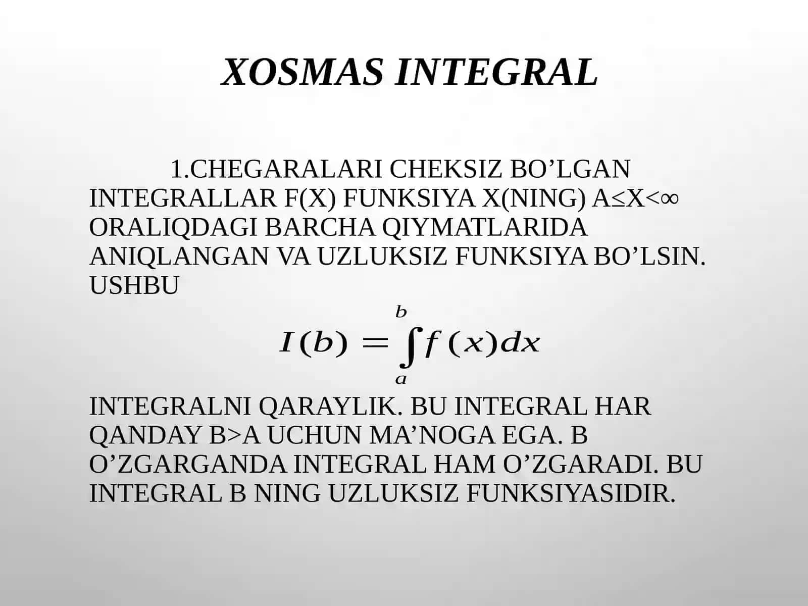 Xosmas integrallar 3