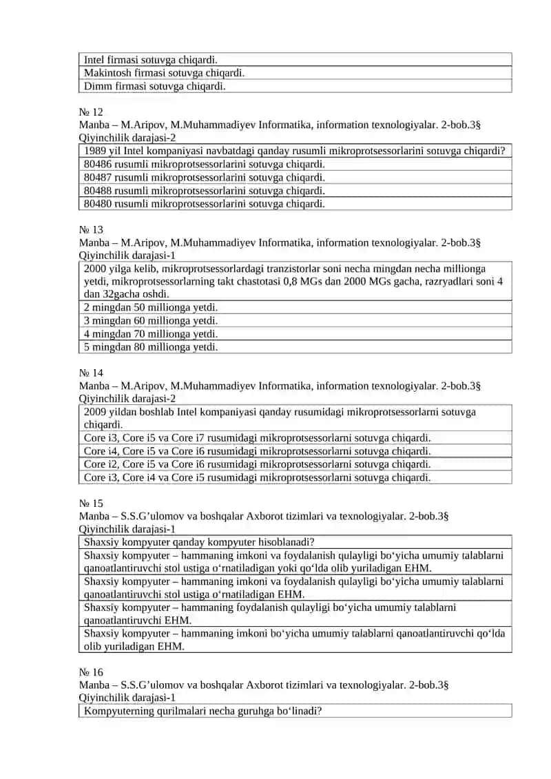 Kompyuter ta'minoti test 3