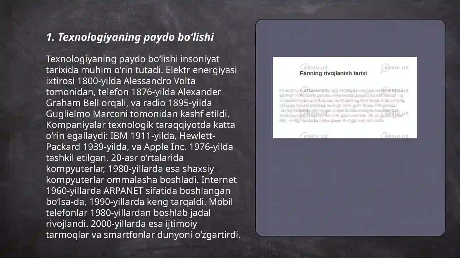 Texnologya fanining tarixi 3