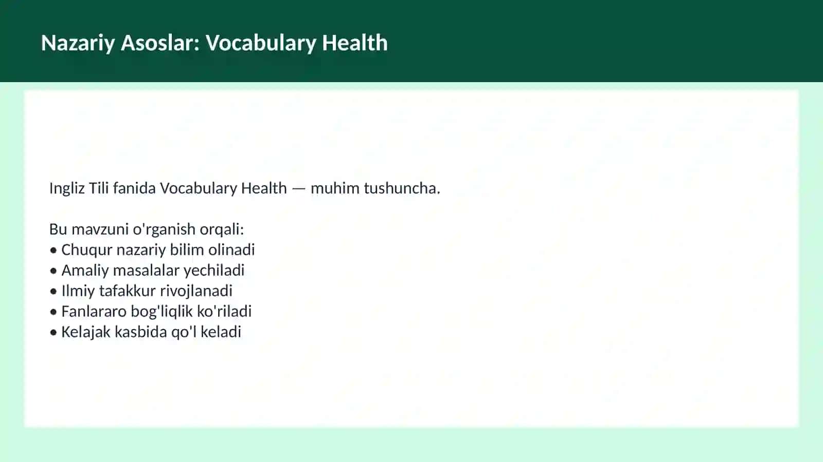 O'qituvchilar va talabalar uchun dars ishlanma 3