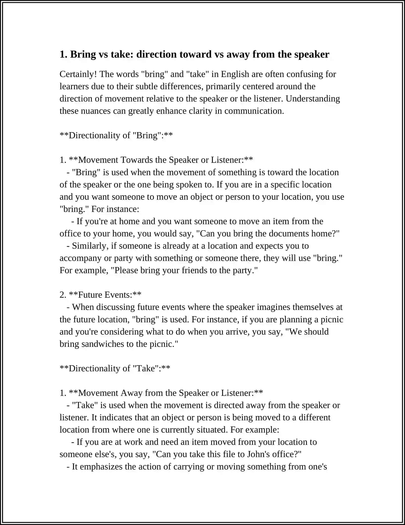 EXPRESSION WITH BRING AND TAKE 3
