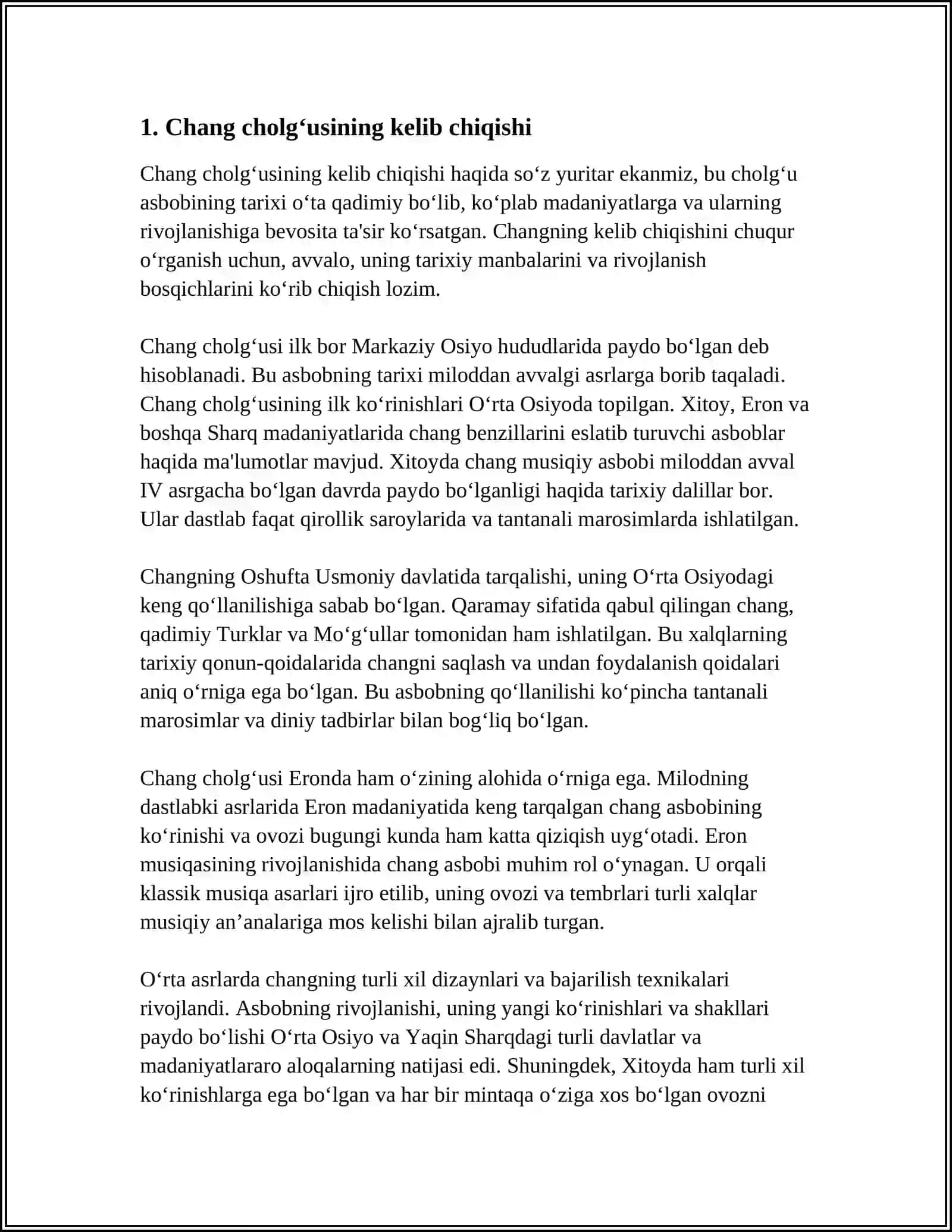 CHANG CHOLGʻUSINING YARALISH TARIXI 3