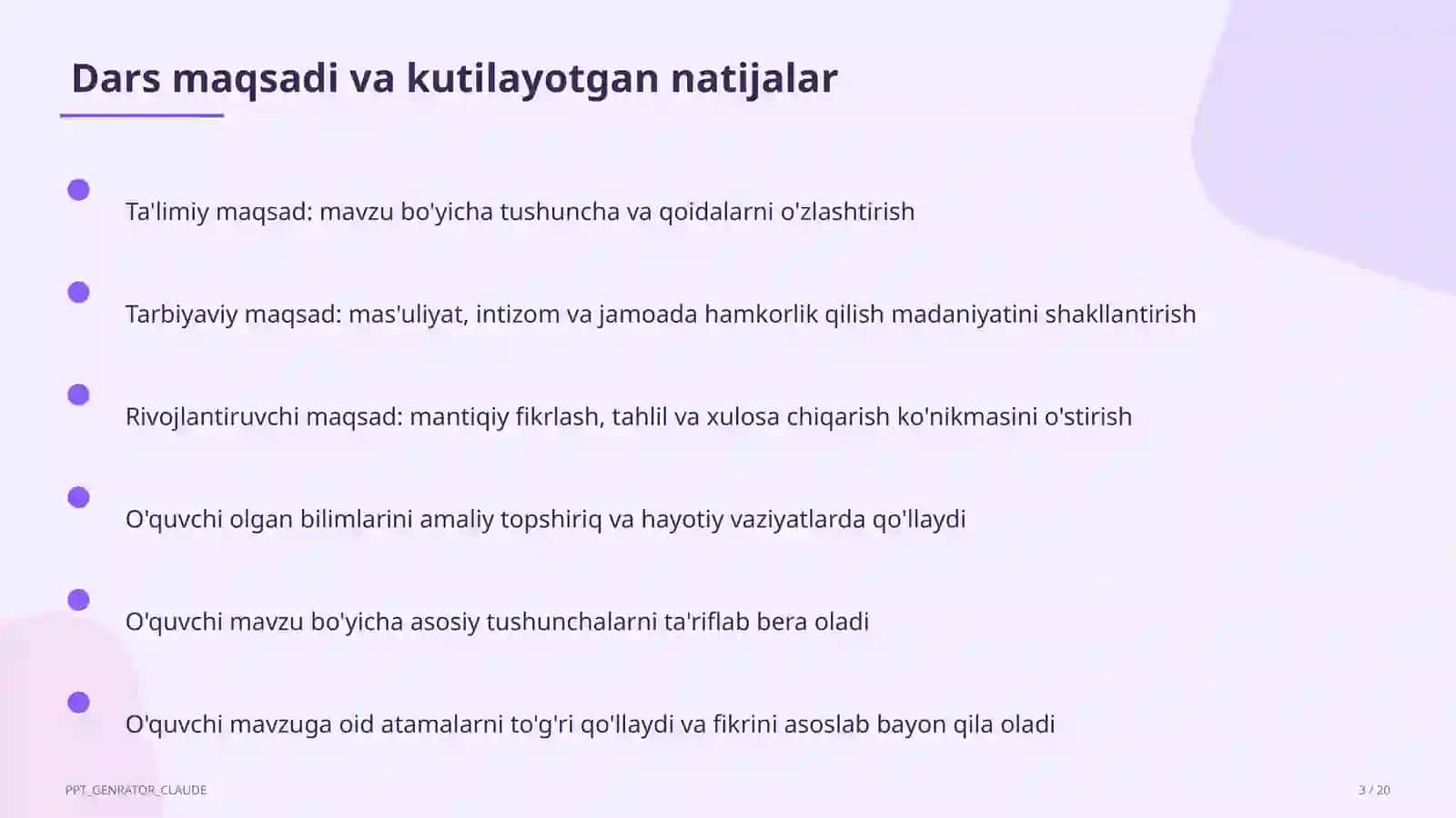 Maktab sun'iy intellekt yordamchisi va dars konstruktori 3
