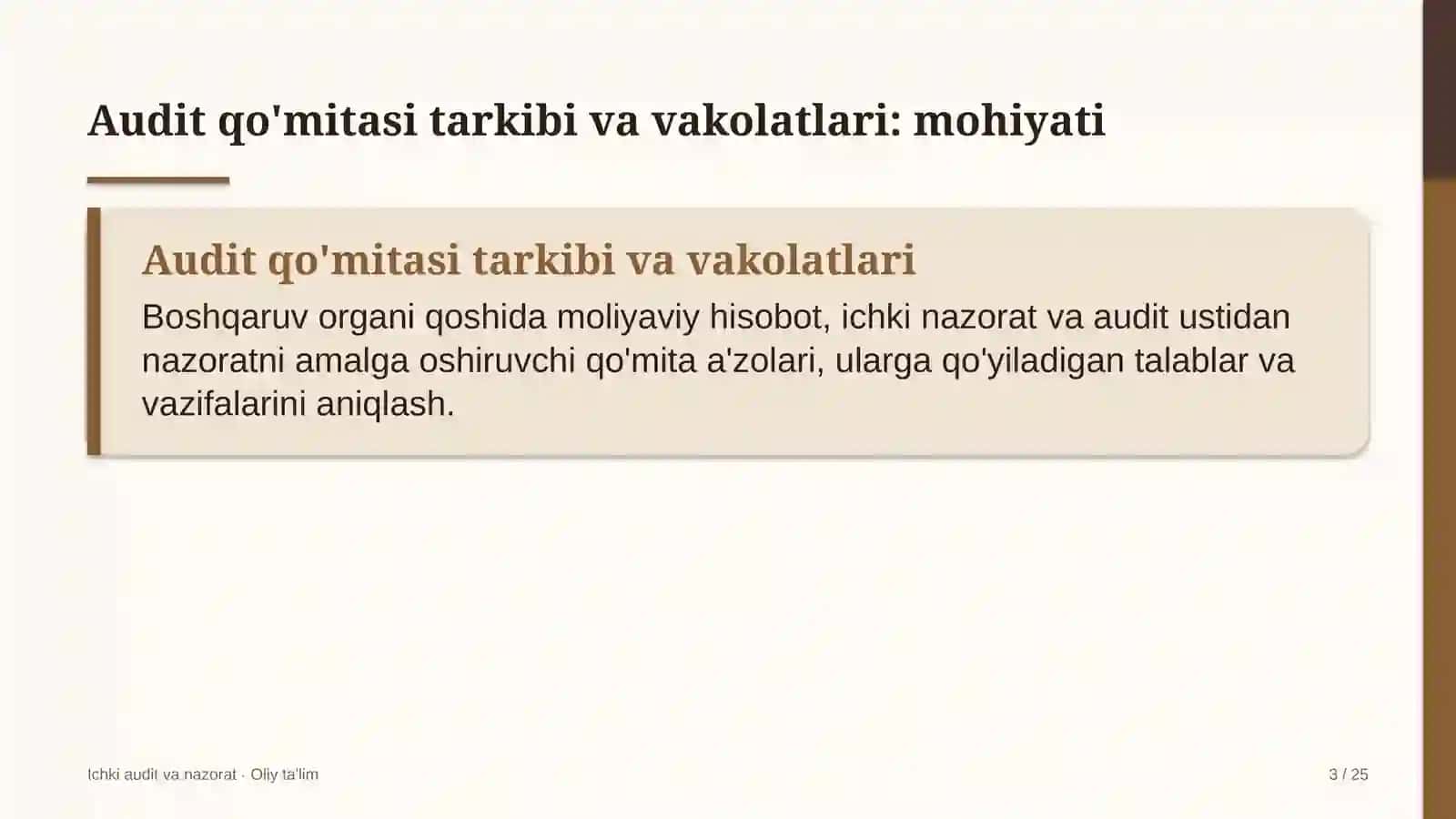 Audit qo'mitasi tarkibi va vakolatlari: mohiyati 3