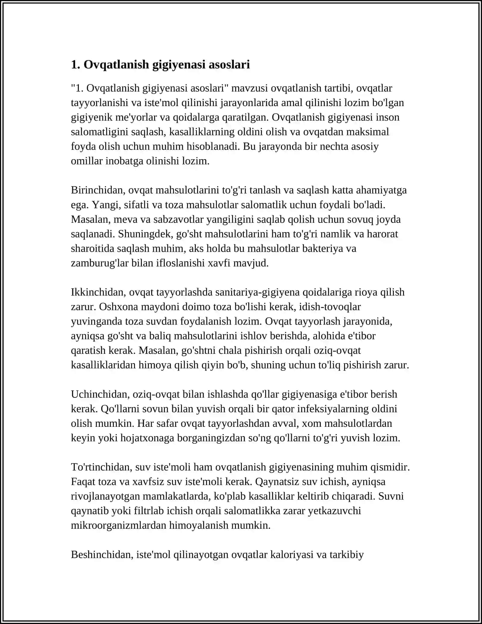 OVQATLANISH GEGENYASI VA OZIQ OVQATLAR XAVFSIZLIGI 3