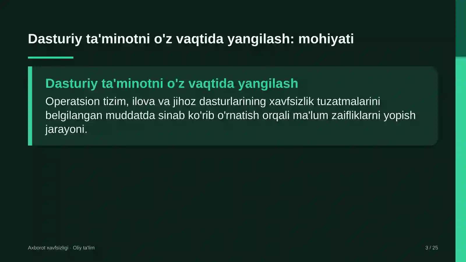 Baholash tashkilotlarida dasturiy ta'minotni o'z vaqtida yangilash 3