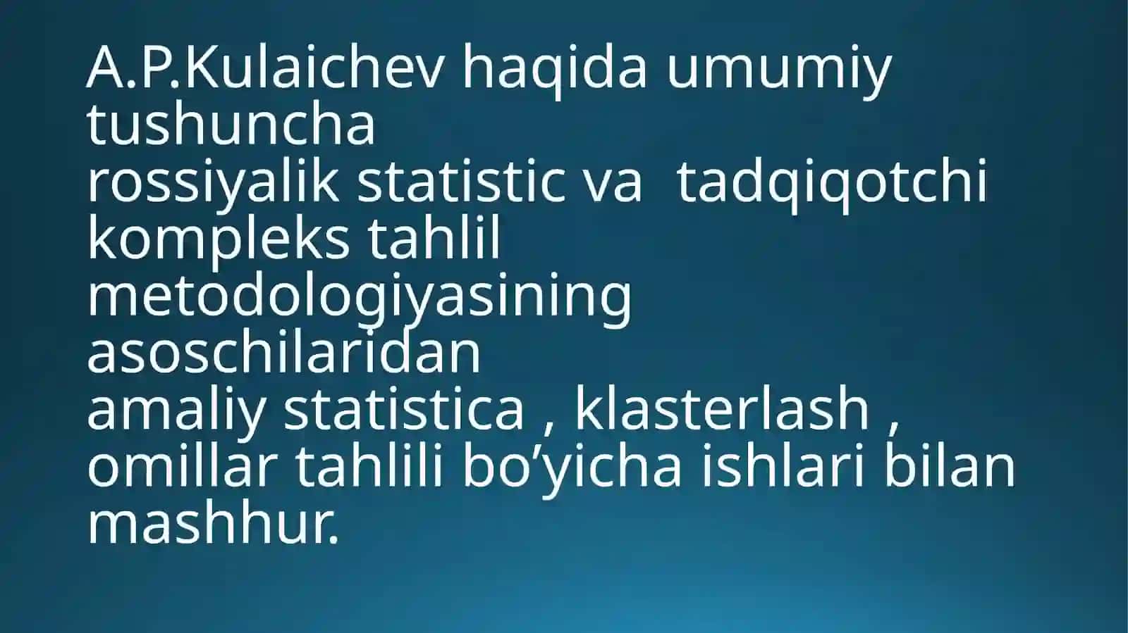A.P.Kulaichev –Ma’lumotlarni kompleks tahlil qilish metodlari va vositalari. 3