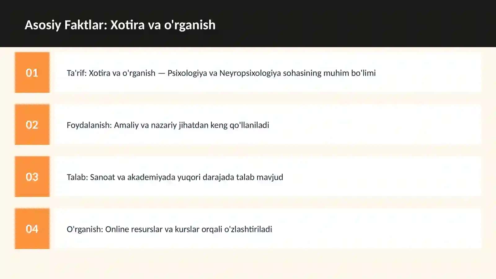 Xotira va o'rganish 3