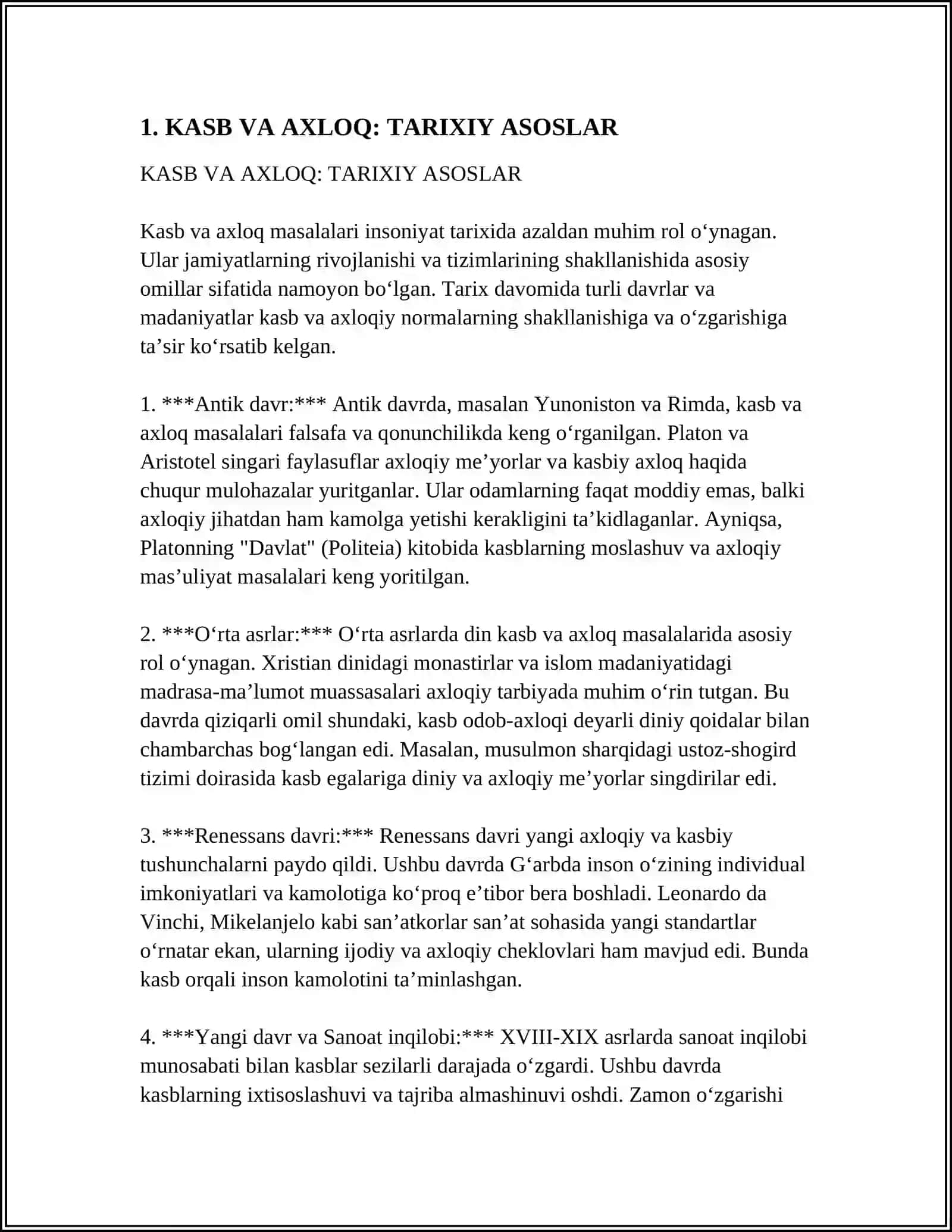 KASB VA AXLOQ: TARIXIY ASOSLAR 3