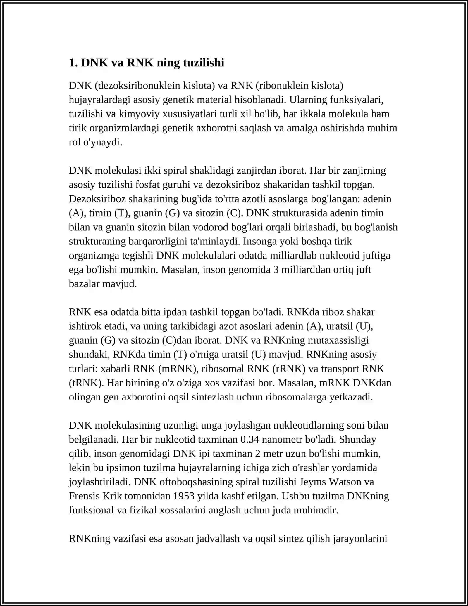DNK RNK NUKLEIN KISLOTALAR 3