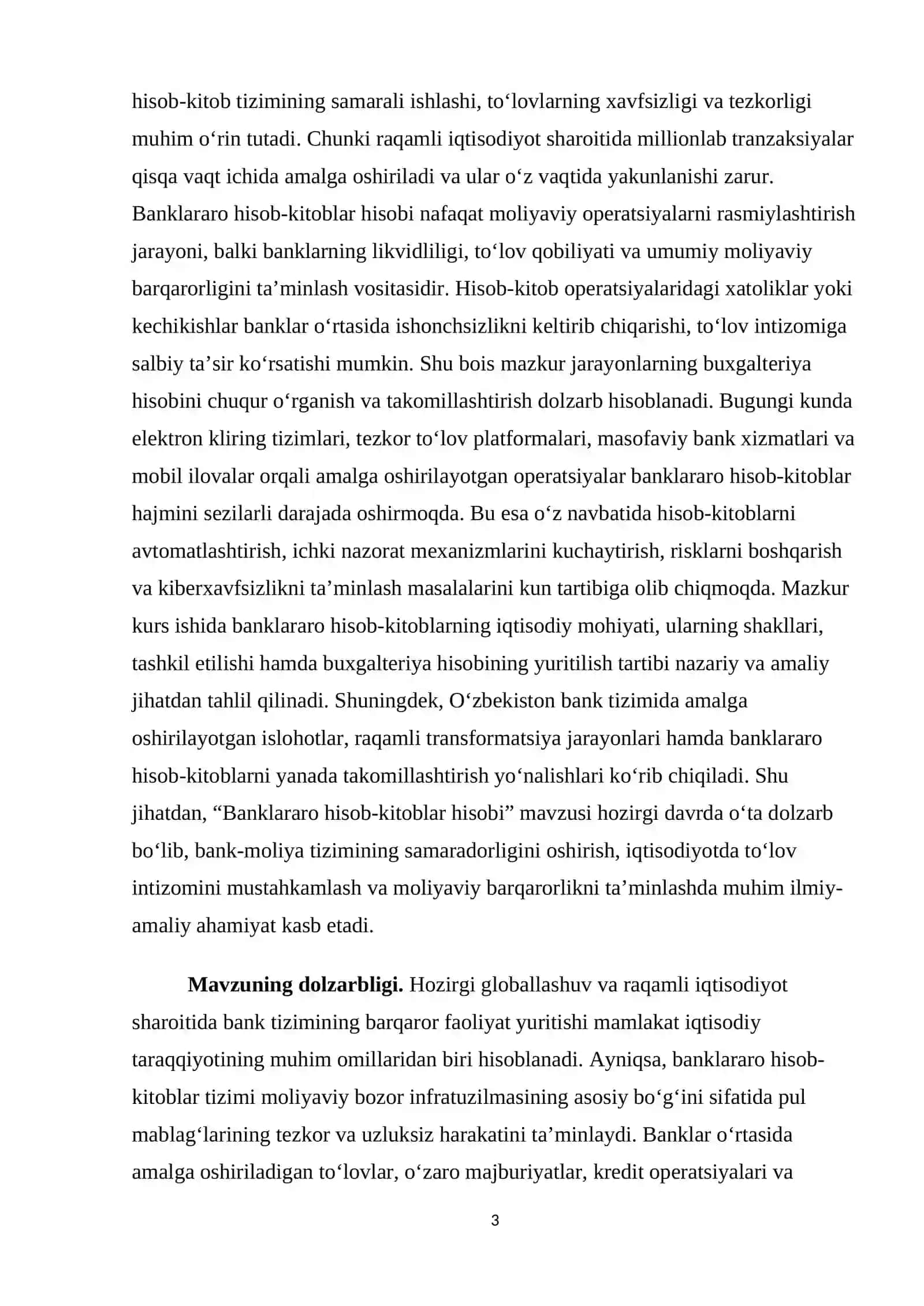 Banklararo hisob kitoblar hisobi 3