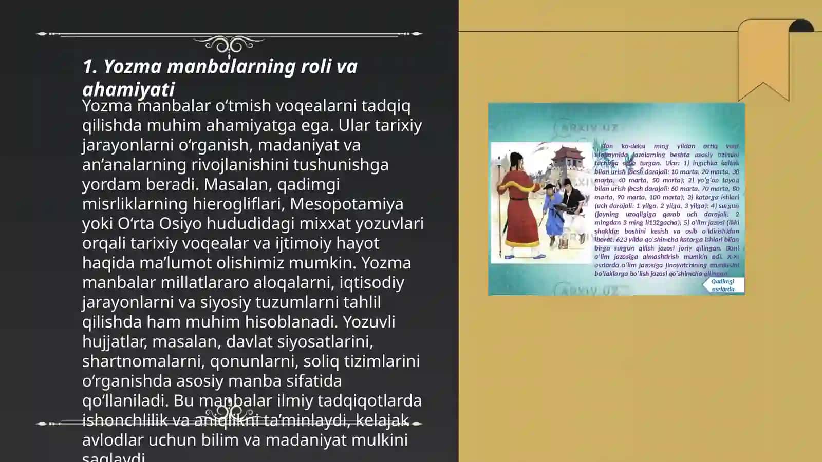 Yozma manbalarning asosiy xillari 3