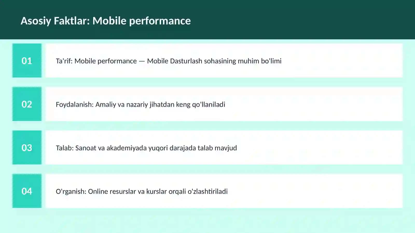 Mobile performance 3