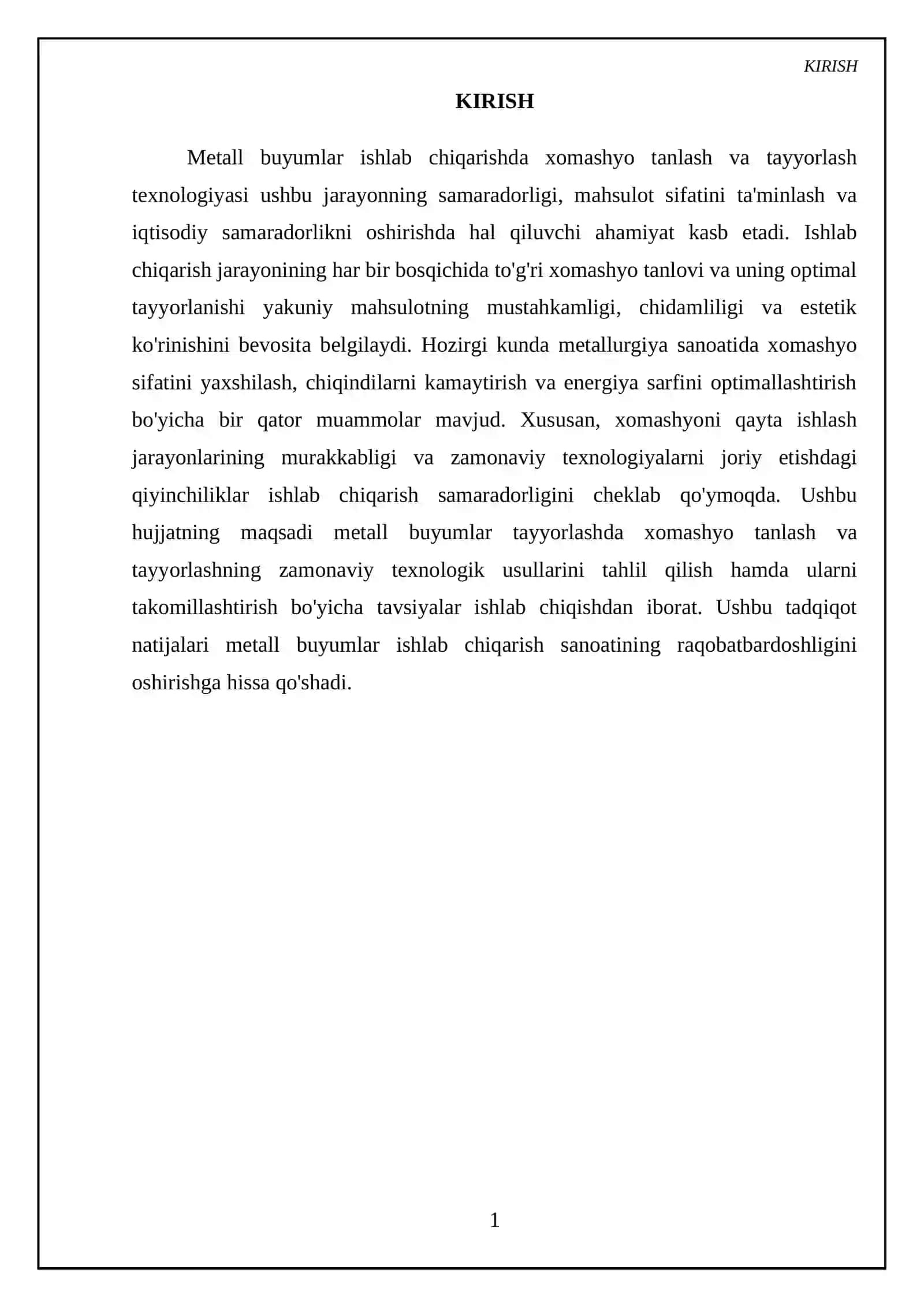 Metaldan tayyorlanadigan buyumlarga xomashyo tanlash va tayyorlash texnalogiyasi 3