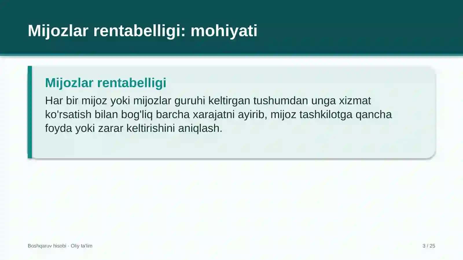 Elektron tijoratda mijozlar rentabelligini hisoblash 3