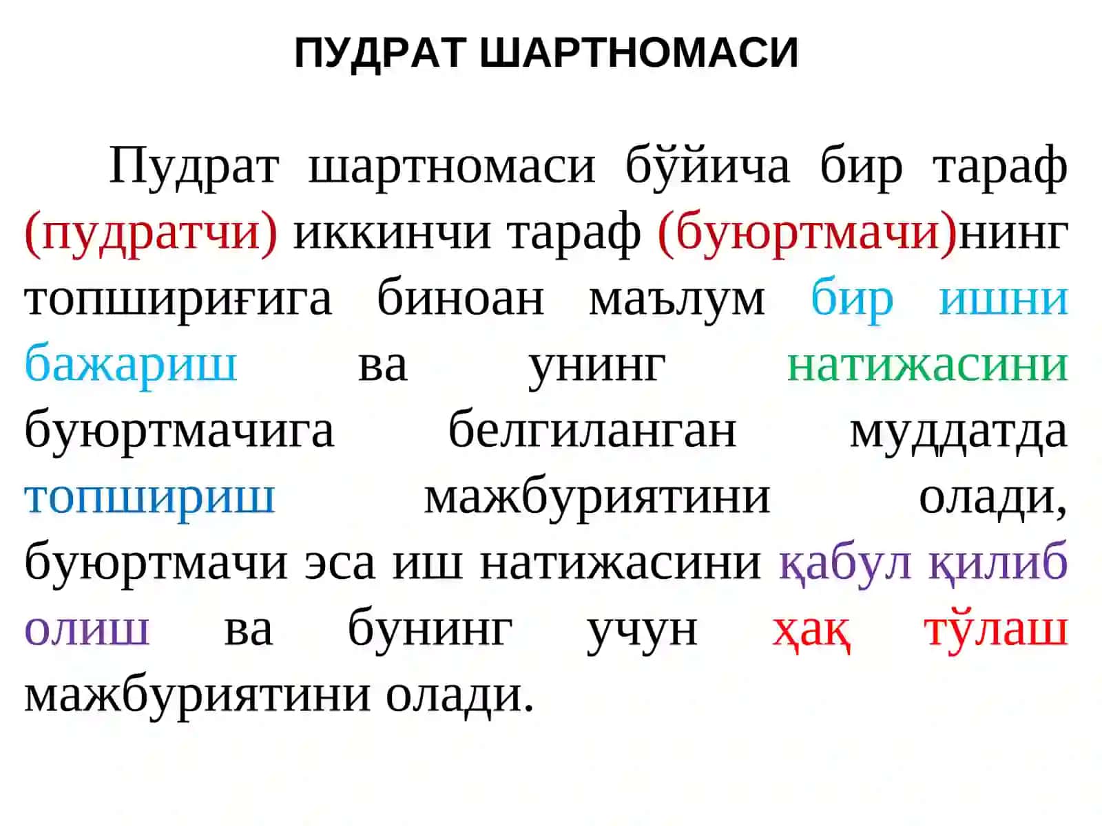 ПУДРАТ ШАРТНОМАСИВА УНИНГ ТУРЛАРИ 3