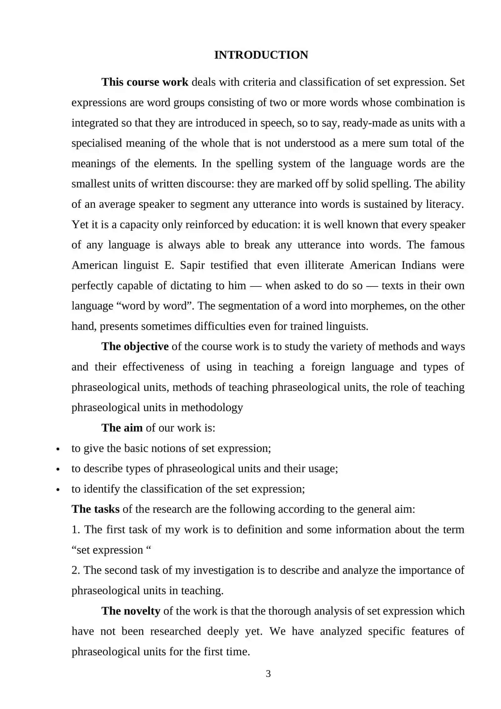 CRITERIA AND CLASSIFICATION OF SET EXPRESSION. 3