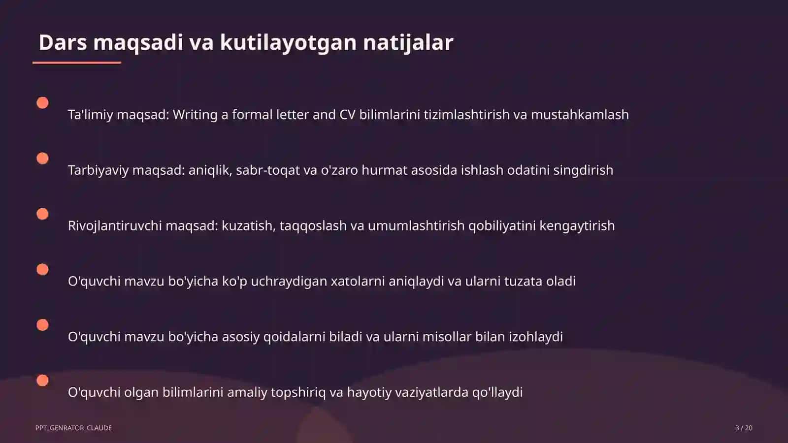 Writing a formal letter and CV (10-sinf) 3