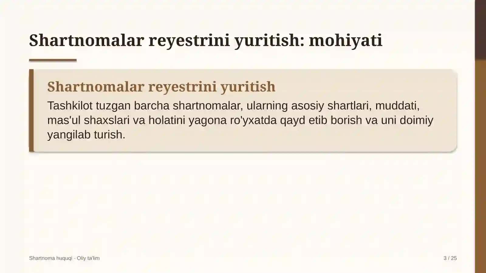 Shartnoma huquqi · Oliy ta'lim 3