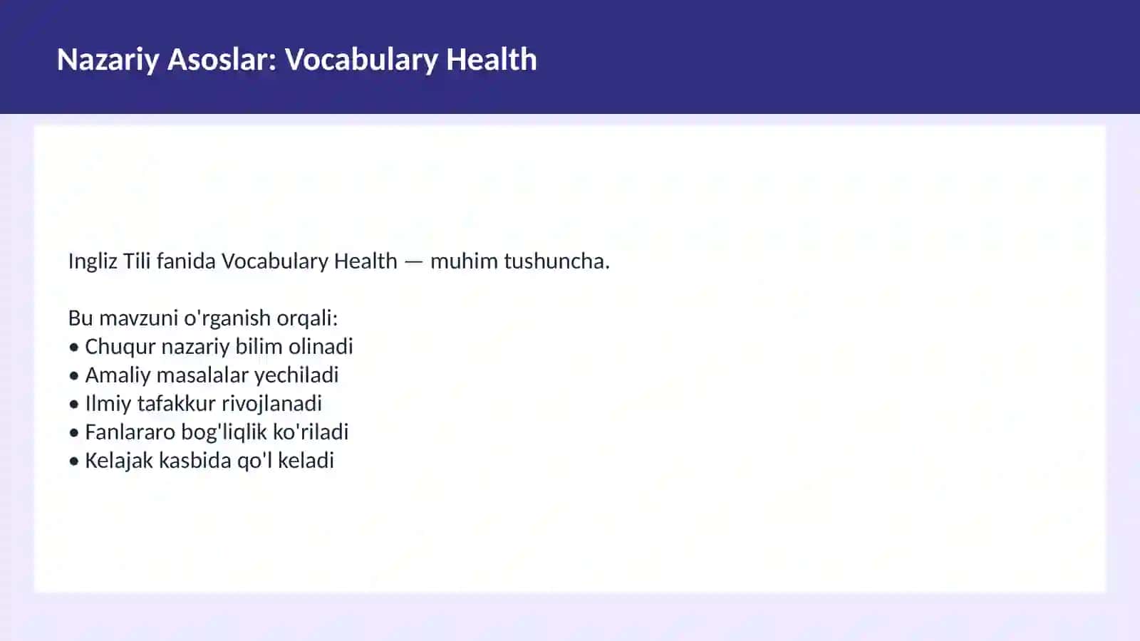 Ingliz Tili - Vocabulary Education 3