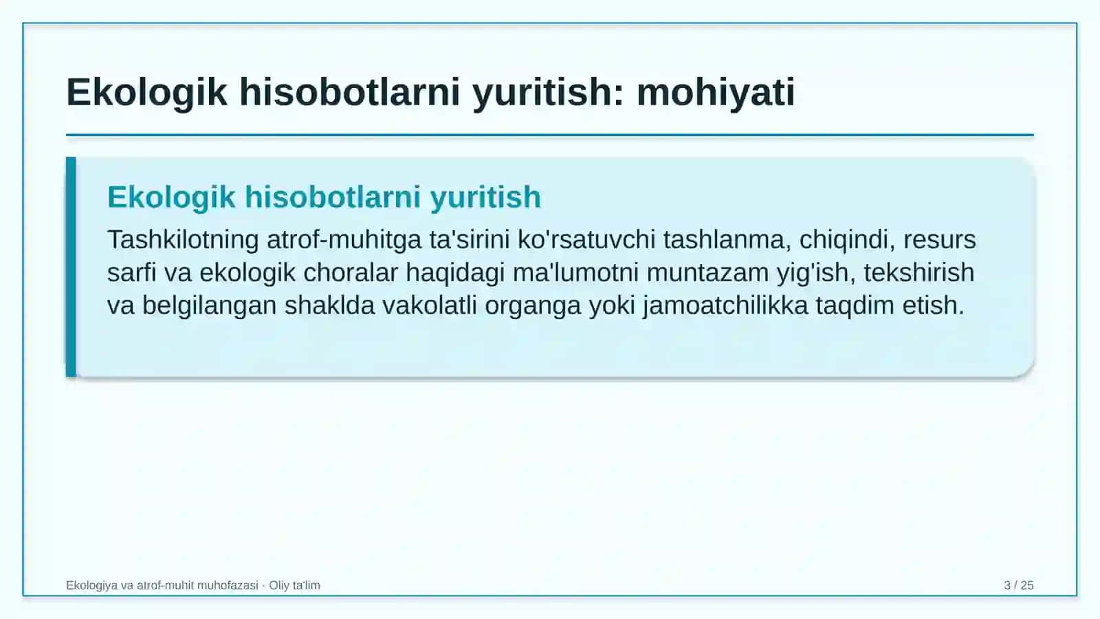 Ichki turizmda ekologik hisobotlarni yuritish 3