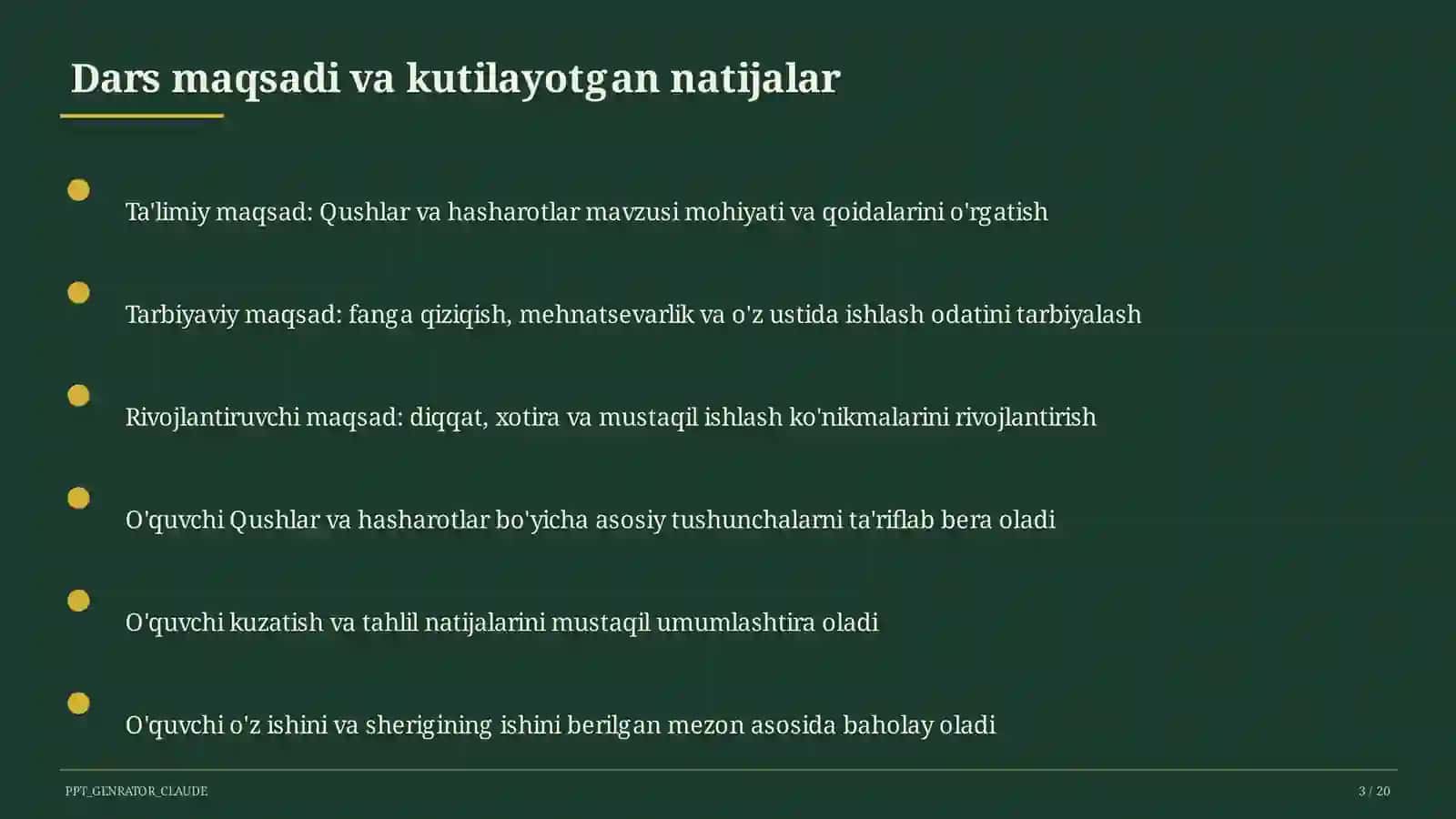 Qushlar va hasharotlar (2-sinf) 3