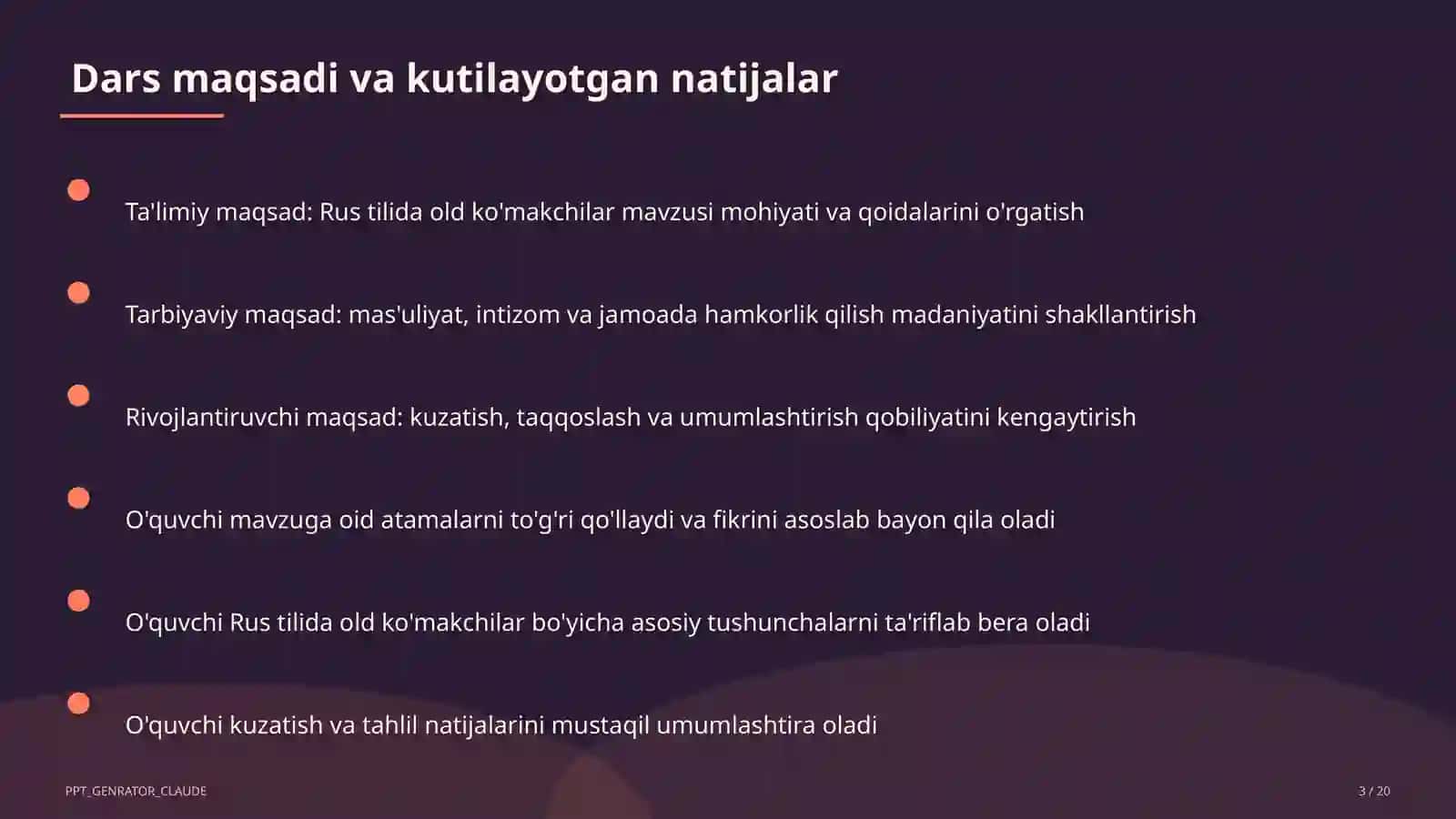 Rus tilida old ko'makchilar (7-sinf) 3