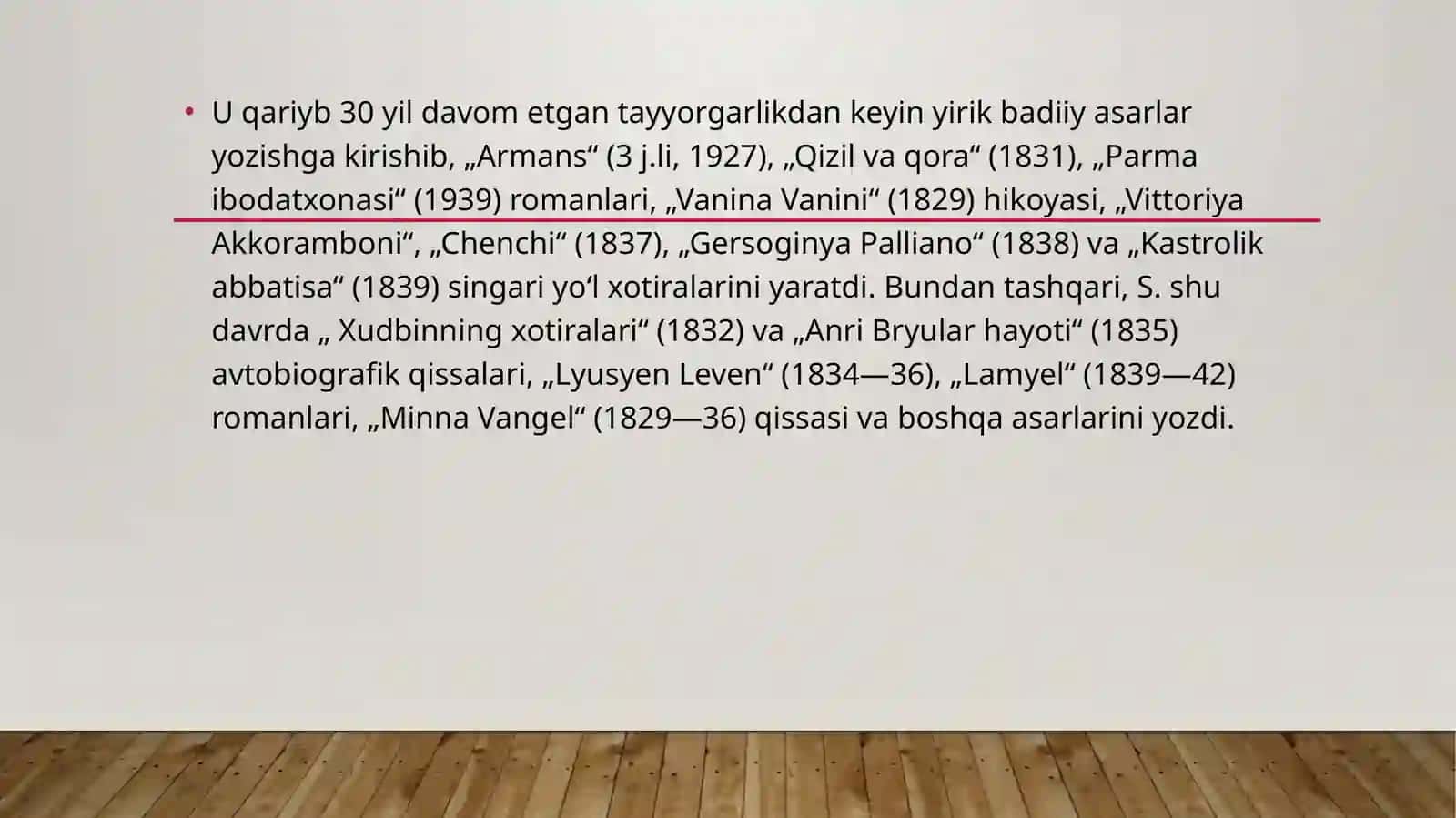 STENDAL VA UNING “QIZIL VA QORA” ROMANI 3