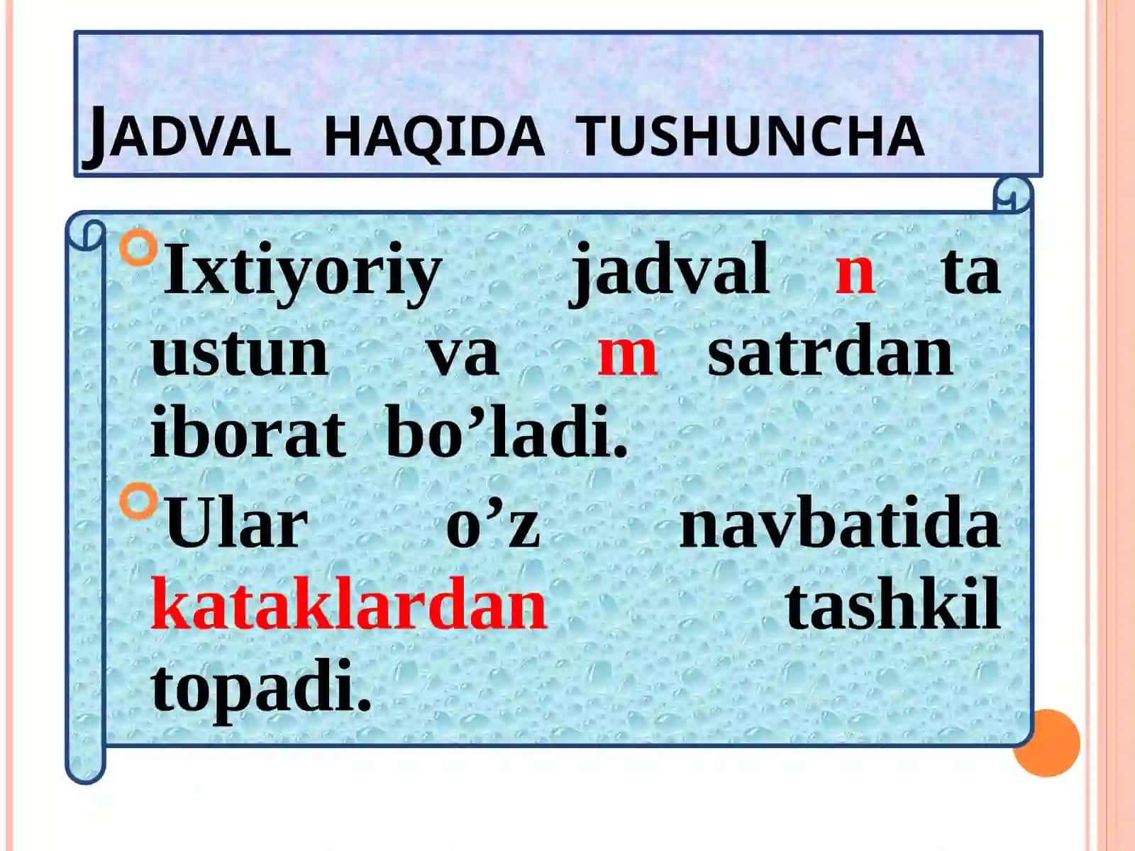 Hujjatlarda  jadvallar  bilan  ishlash. 3