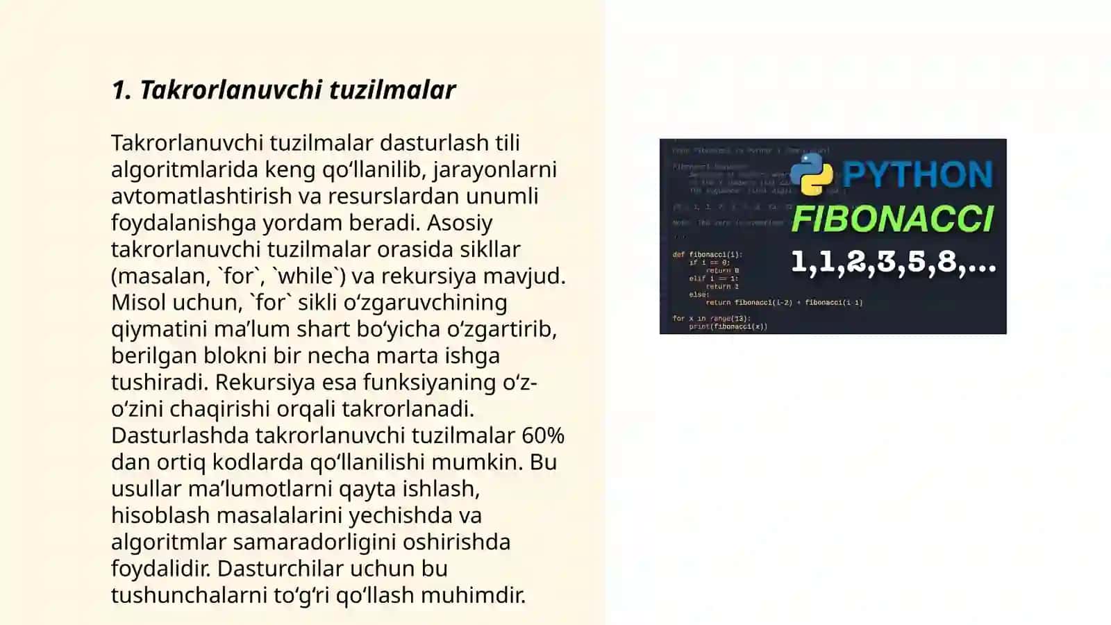 Takrorlanuvchi tuzilmalar 3