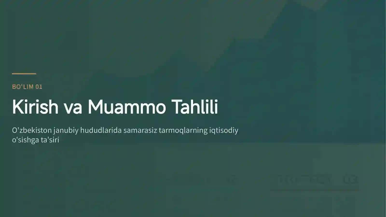 O'zbekistonning Janubiy Hududlarida Samarasiz Tarmoqlarni Qisqartirish va AQSh Tajrib 3
