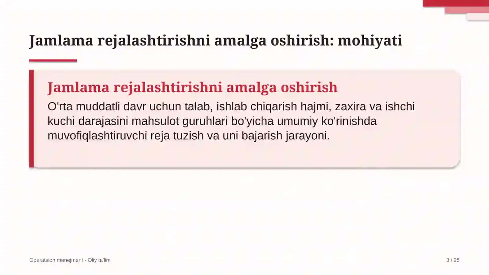 Jamlama Rejalashtirishni Amalga Oshirish: Mohiyati 3