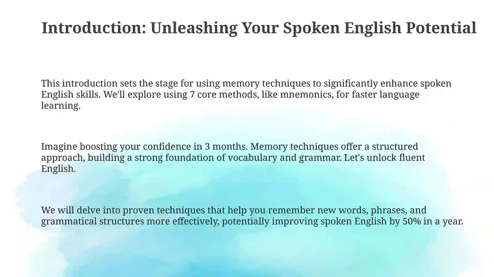 Memory techniques for improving spoken english 3