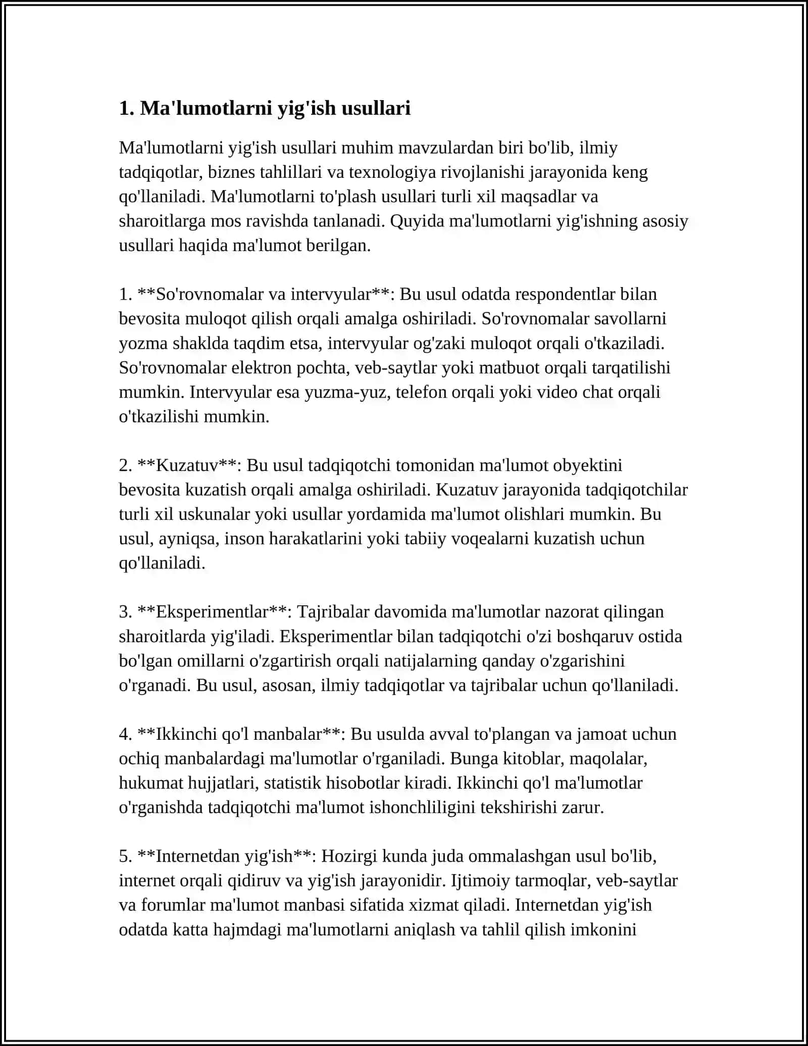 TIBBIY-BIOLOGIK MASALANI YECHISH MISOLIDA MA’LUMOTLARNI TASHKIL QILISH VA KIRITISH 3