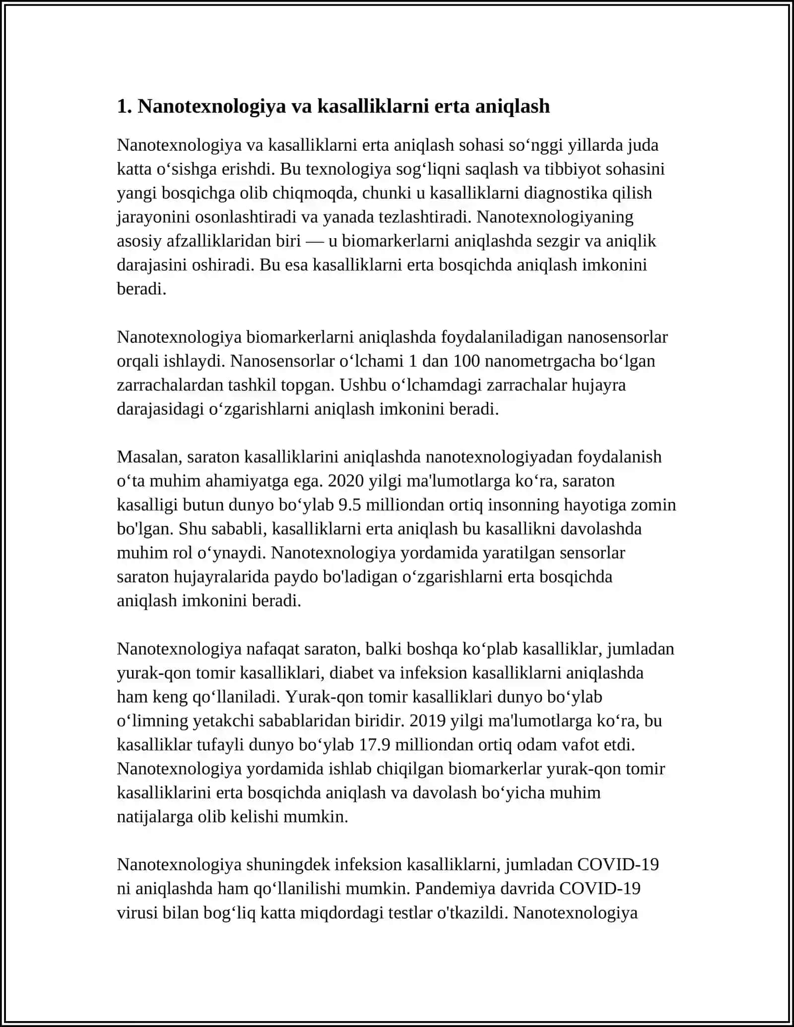 NANOTEXLOGIYALARNING TIBBIYOTDA QÒLLANILISHI 3