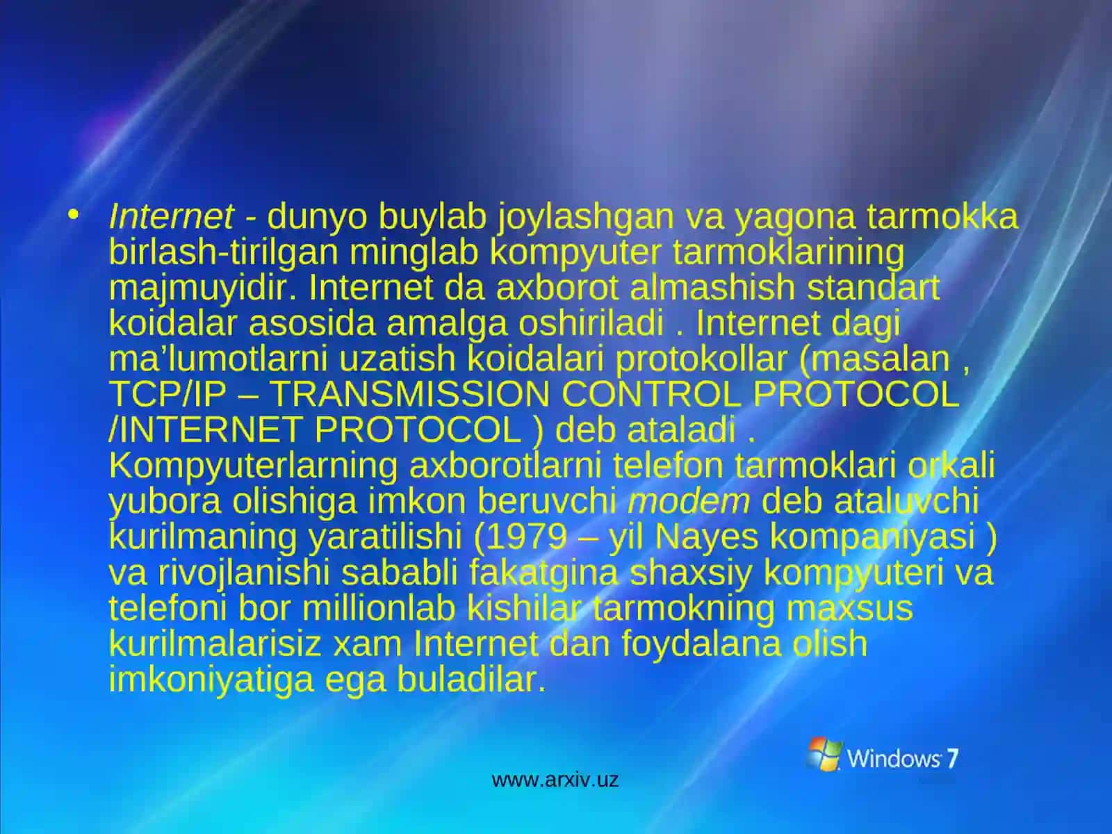 E-mail va Internetdan foydalanish 3