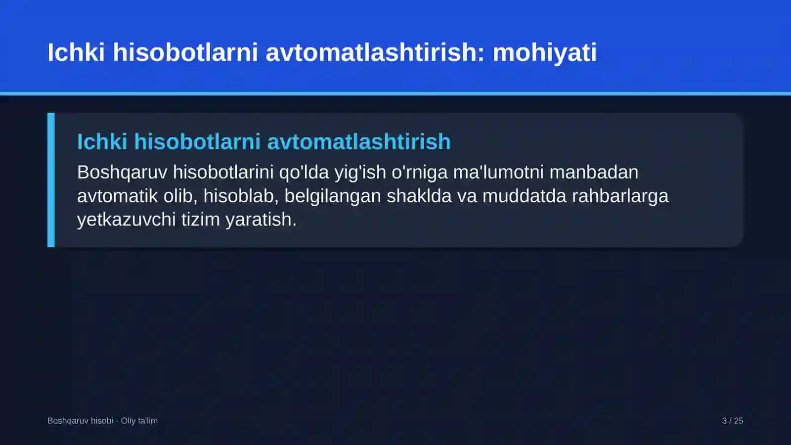 Ichki hisobotlarni avtomatlashtirish: mohiyati 3