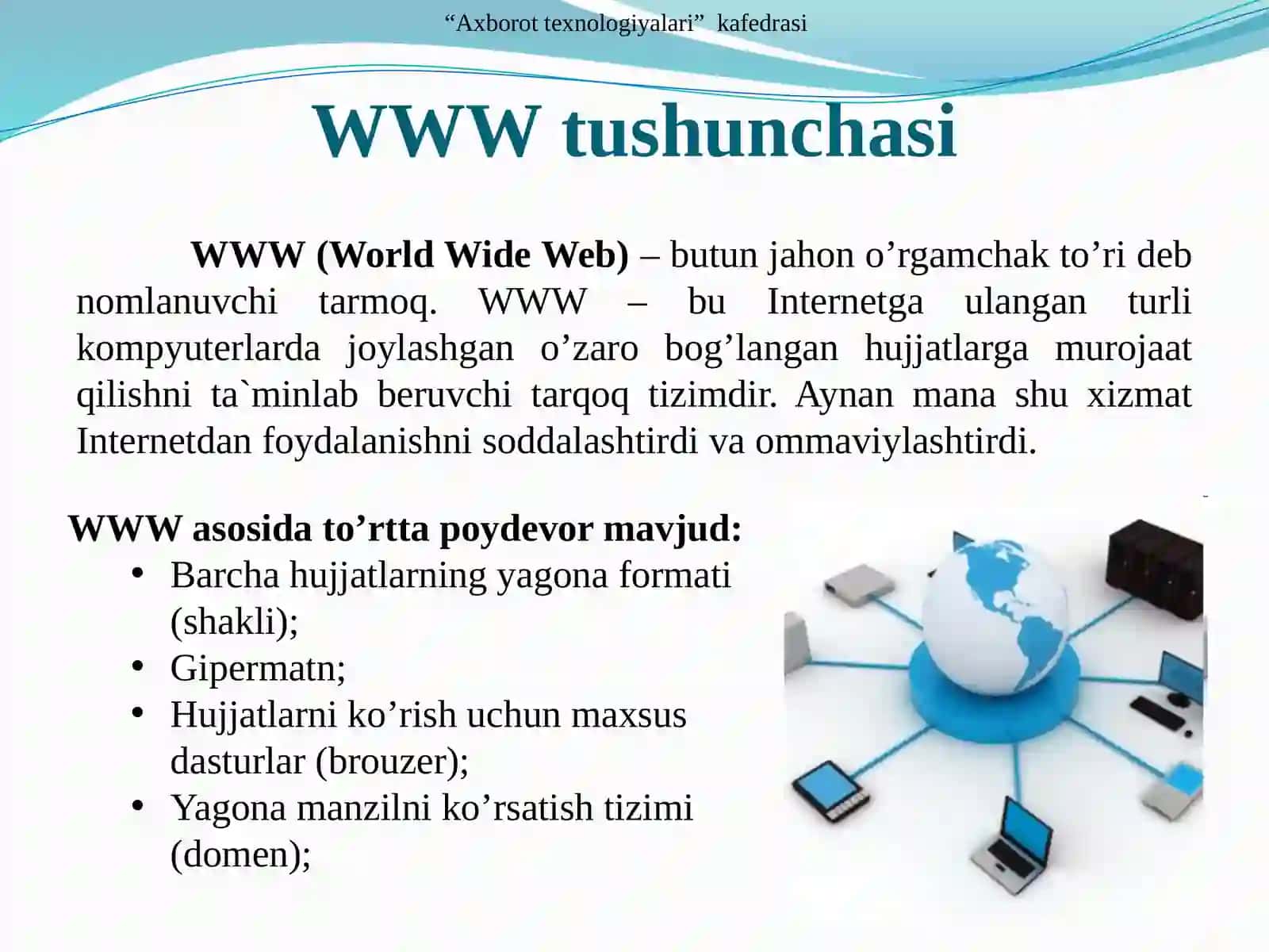 INTERNET - GLOBAL KOMPYUTER TARMOG’I 3