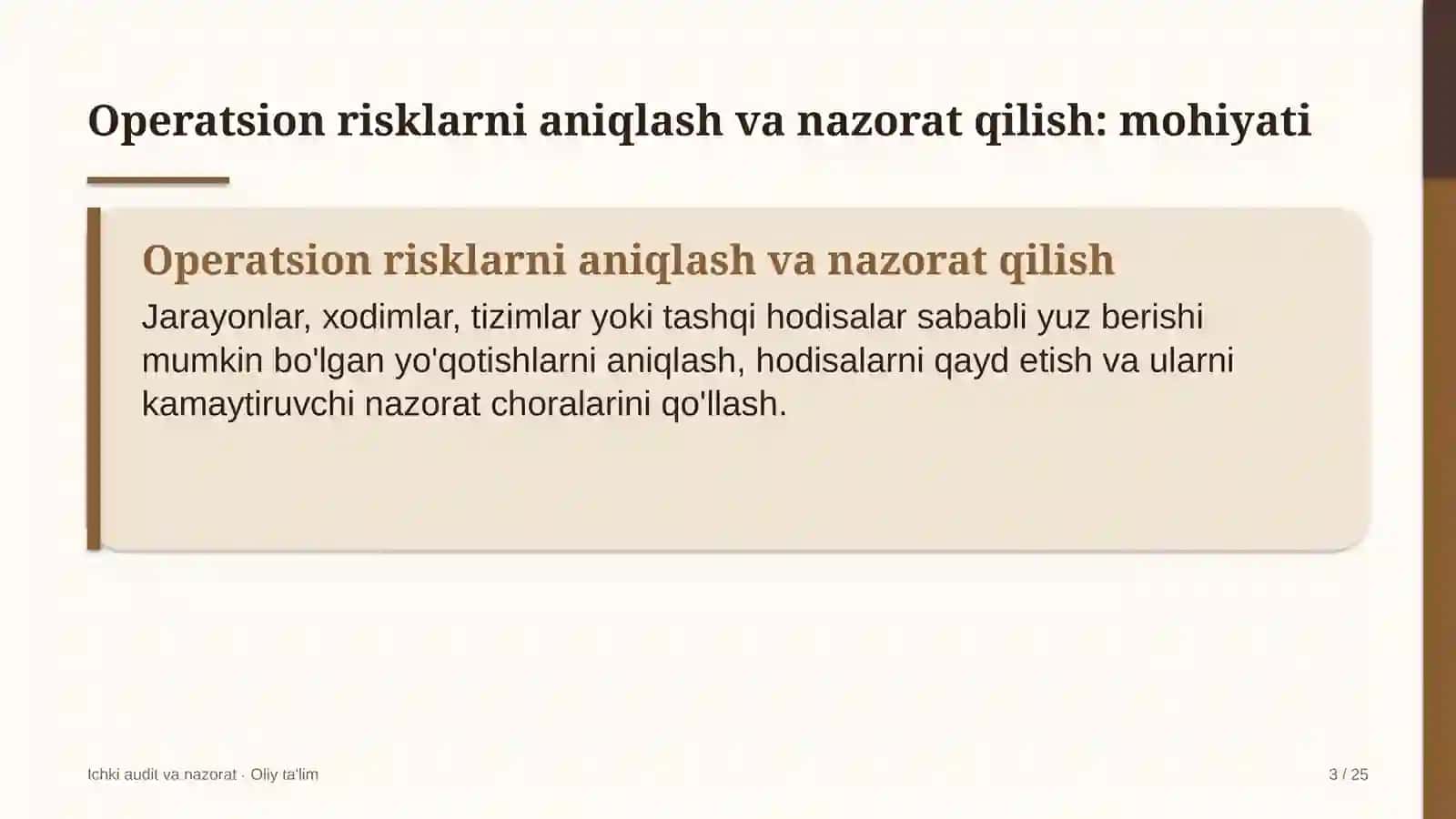 dam olish maskanlarida operatsion risklarni aniqlash va nazorat qilish 5930 3