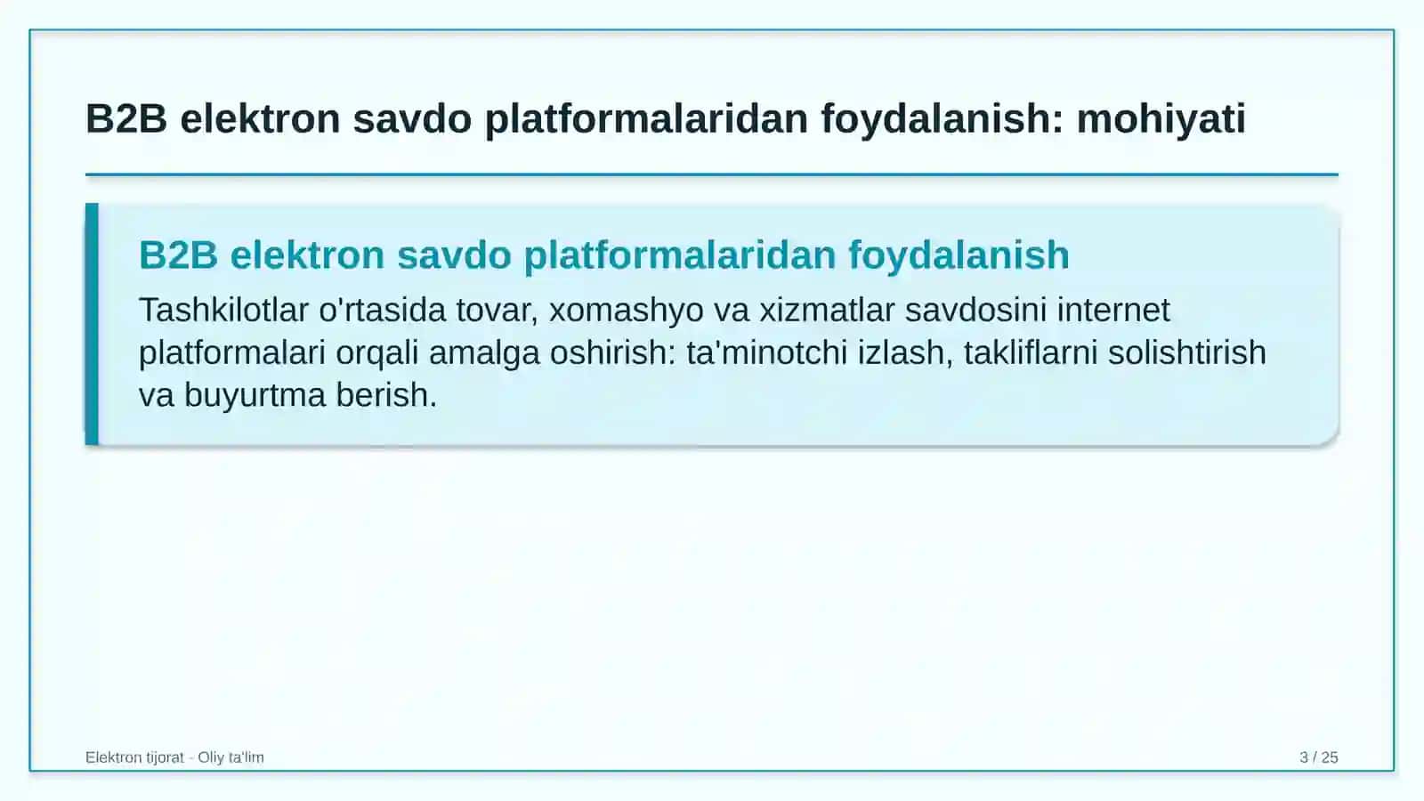 Qurilish tashkilotlarida B2B elektron savdo platformalaridan foydalanish 3