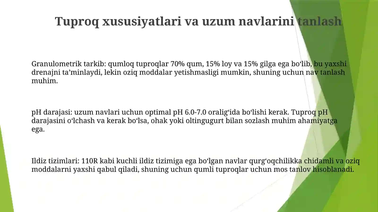 Tuproq va Uzum Navlarini Tanlash 3