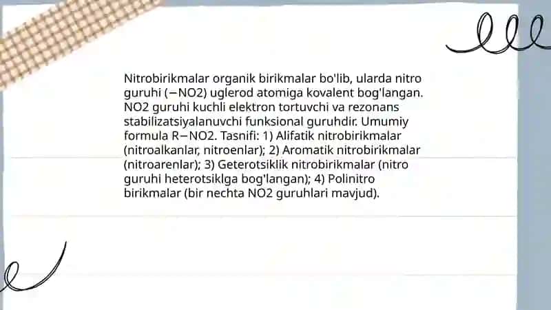 Nitrobirikmalar va aminlarning olinishi va xossalari 3