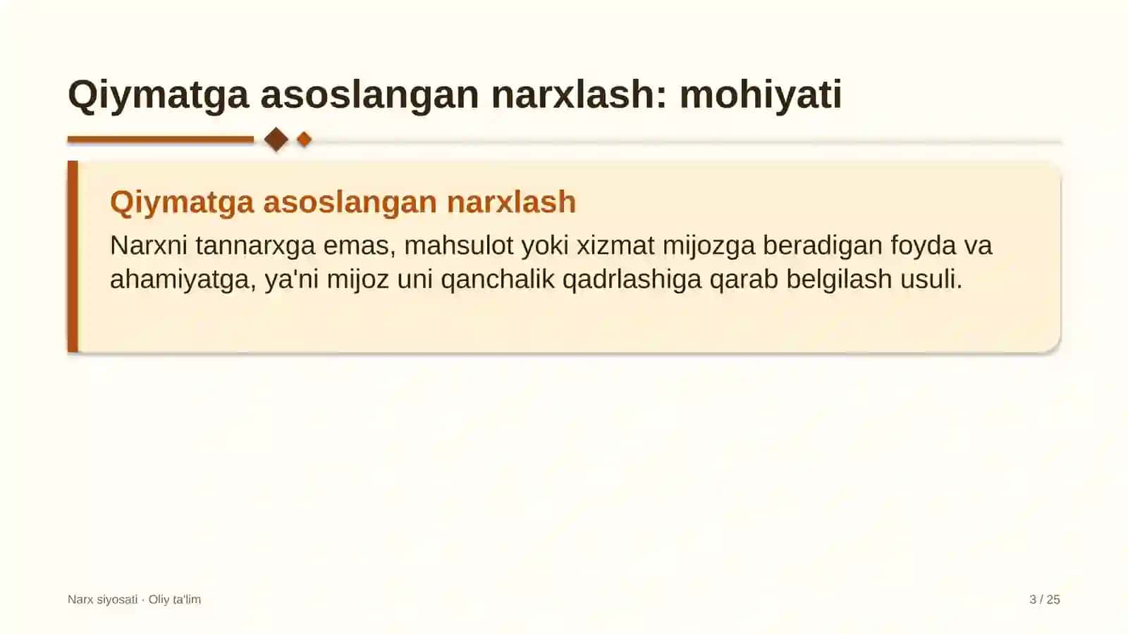 To'qimachilik korxonalarida qiymatga asoslangan narxlash 3