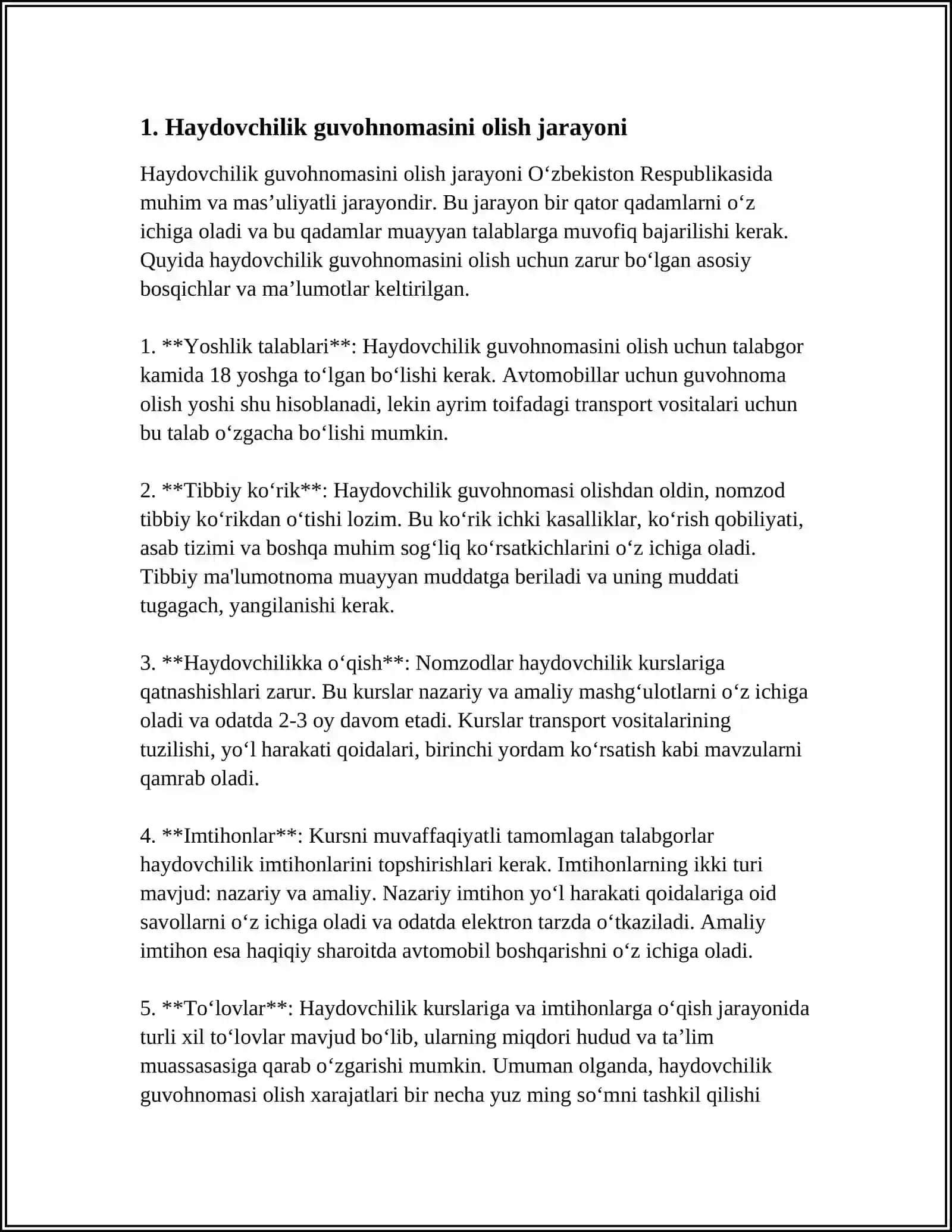 MUSTAQIL ISH Mavzu: HAYDOVCHILIK GUVOHNOMASI 3